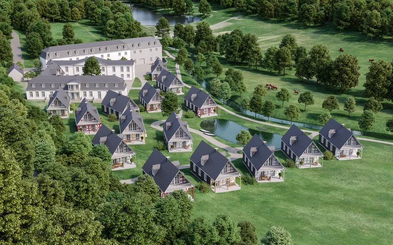 Architekturvisualisierung Lohmann Waldbach – Außenansicht, fotorealistisches Rendering